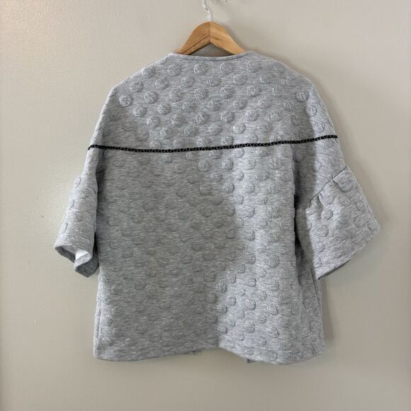 THML Quilted Embroidered Floral Open Jacket Gray Bell Sleeves Bohemian S… - Picture 9 of 9